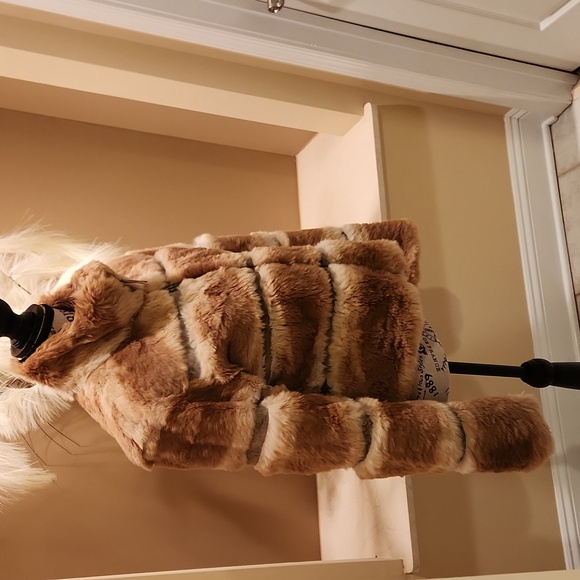 Vintage June  genuine natural rabbit fur and leather details  jacket  size M - Picture 5 of 17